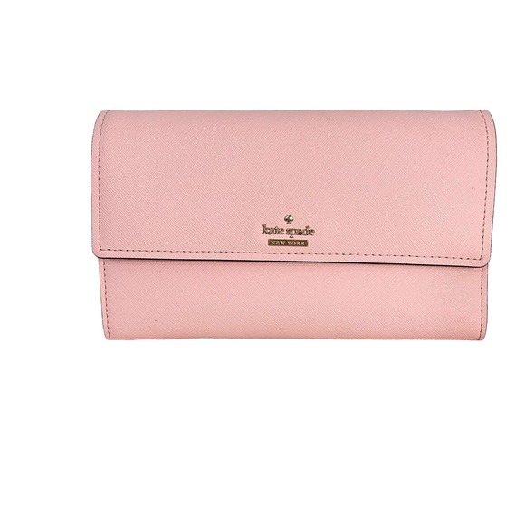 kate spade Handbags - Kate Spade Pink Leather Snap Flap Continental Convertible Long Crossbody Wallet